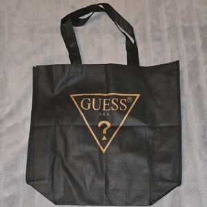 Guess Logo Black and Gold Reusable Shopping Bag
